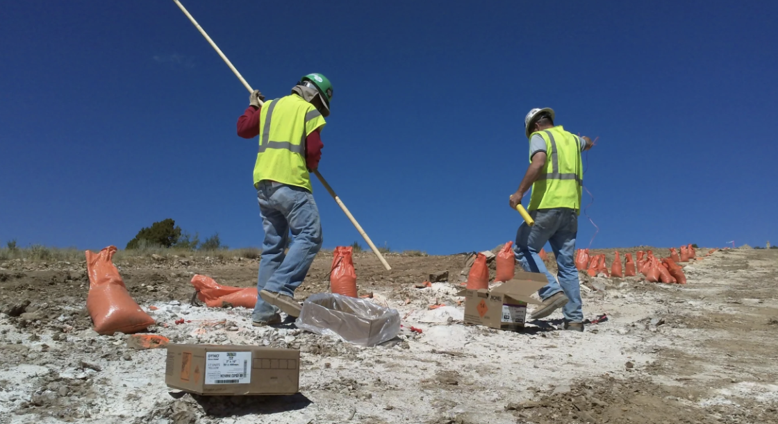 Dyno Nobel workers blasting site prep